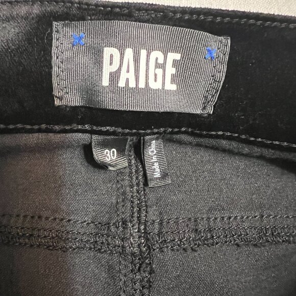 Paige Hoxton Black Velvet Jeans Size 30 Skinny Mid Rise Soft Stretch Pants Women - Picture 6 of 11